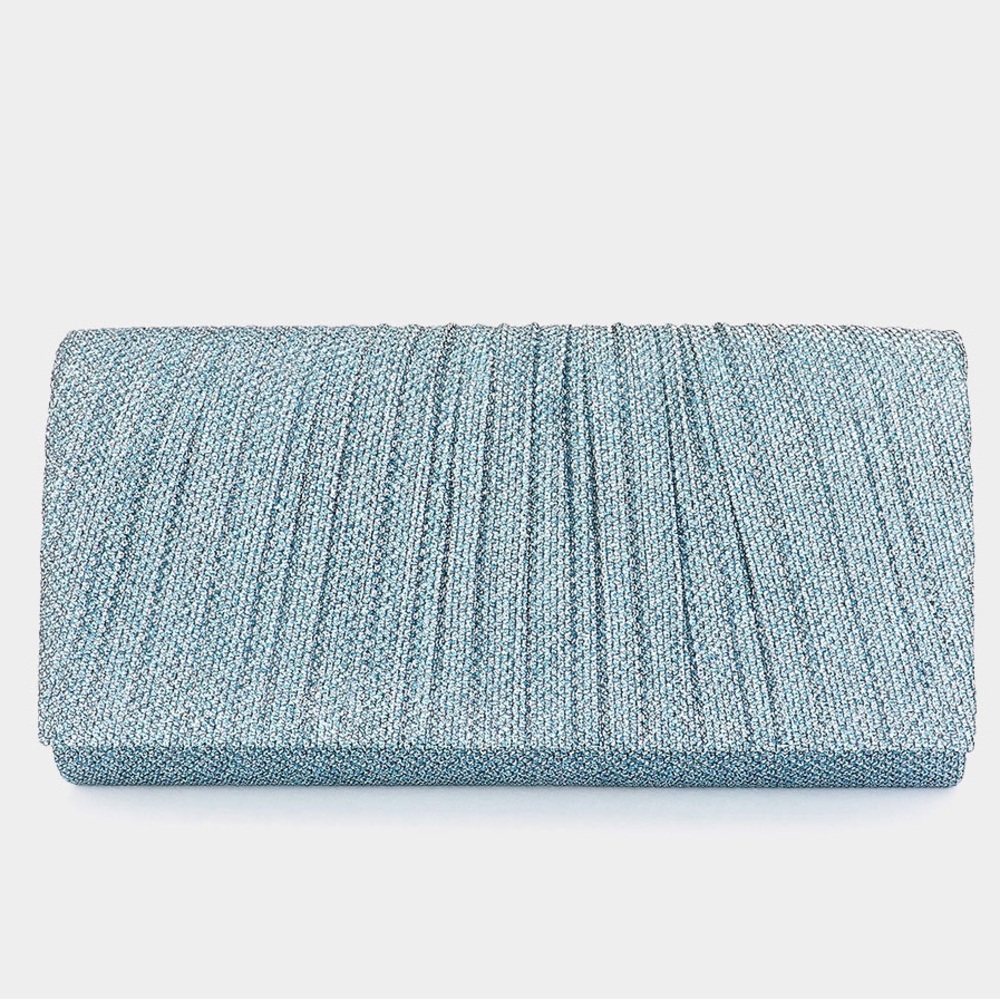Aqua Blue Sparkly Quilted Clutch Crossbody Bag